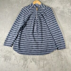 Soft‎ Surroundings Sweater Womens XL Blue Striped French Terry 1/2 Zip Pullover